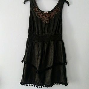 Shiny Black Tassle Dress